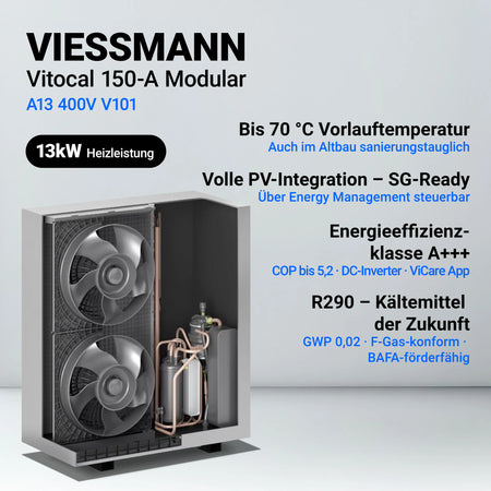 Moderne 13 kW Luft-Wasser-Wärmepumpe Viessmann Vitocal 150-A inklusive Montagehilfe Comfort