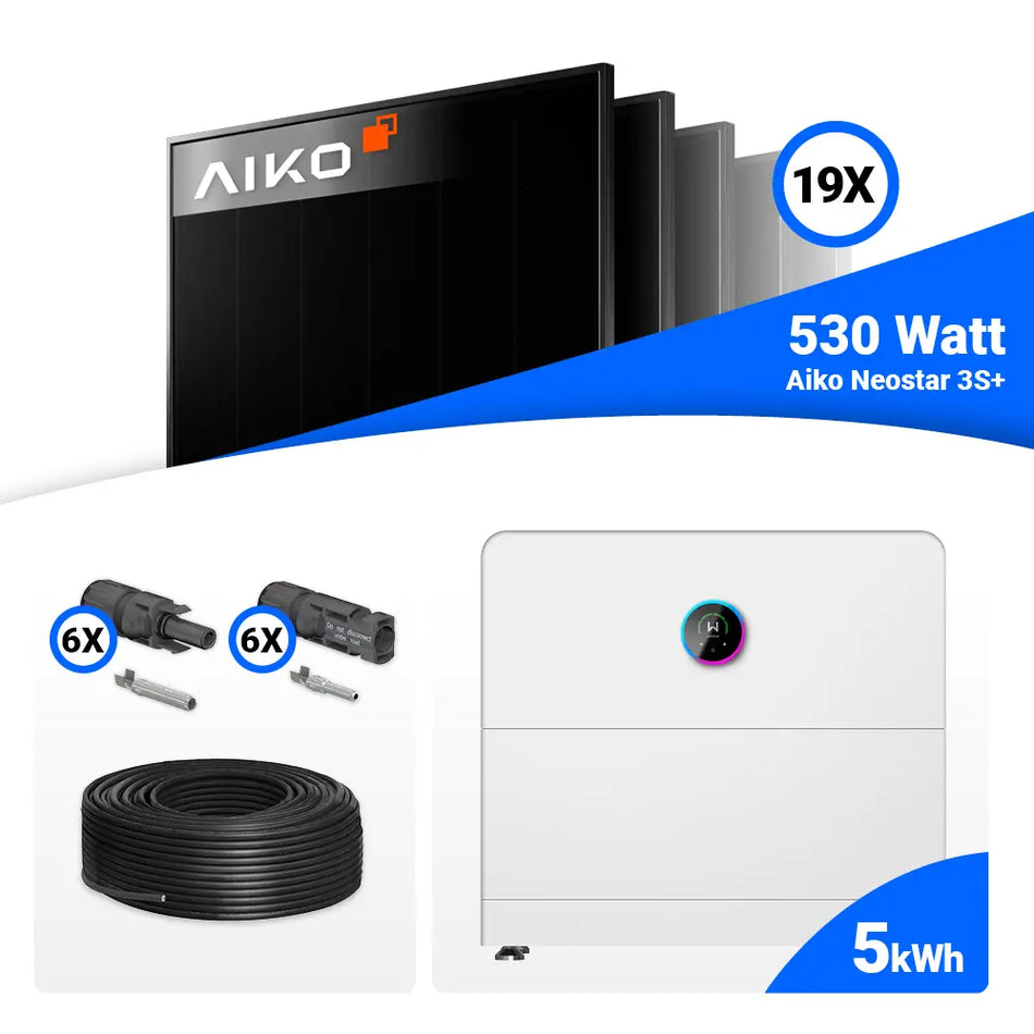 PV Komplettset 10 kWp – 19x AIKO 530W Full Black & GoodWe ESA All in One System