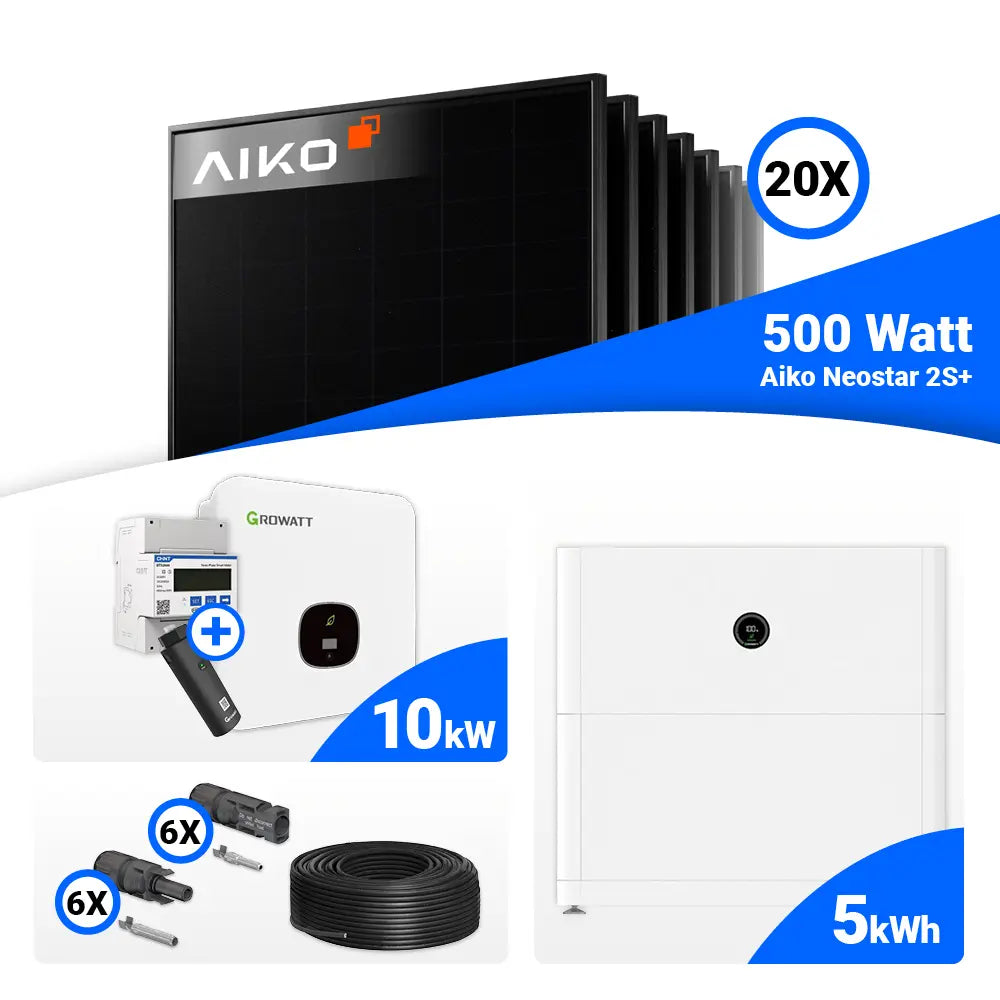 10 kWp Photovoltaik Set Full Black AIKO Module Growatt Wechselrichter