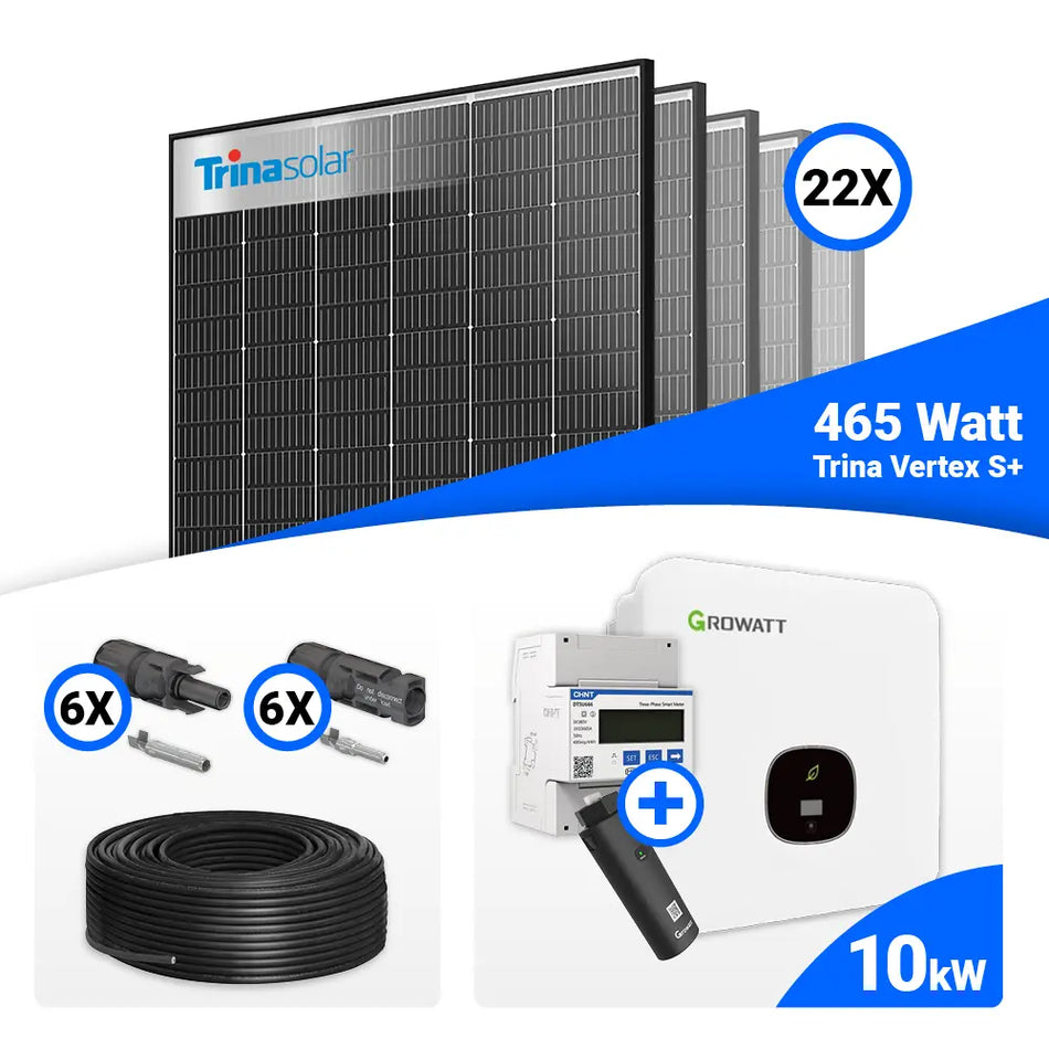PV Komplettset 10 kWp – 22x Trina 465W Black Frame & Growatt MOD 10KTL3-XH BP mit Speicheroption