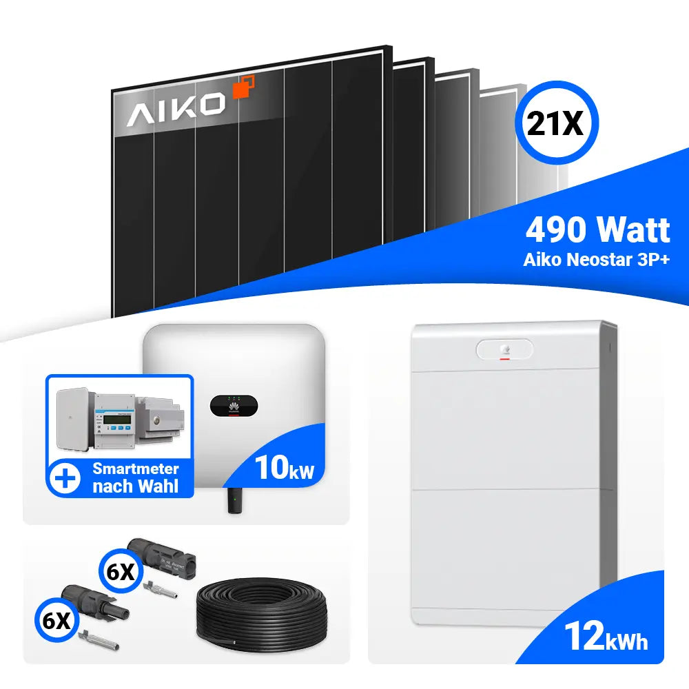 Solaranlage Set 10 kWp mit 21 AIKO Modulen und Huawei SUN2000