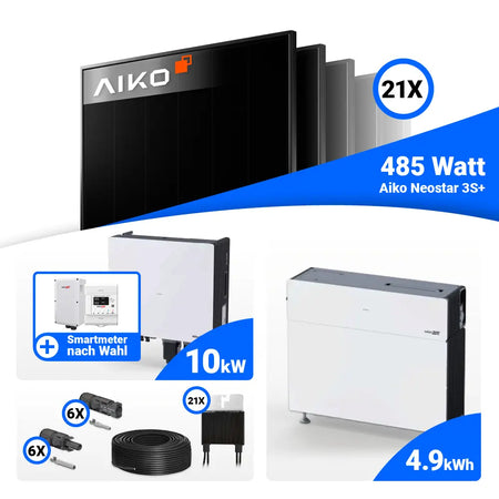 PV Komplettset 10 kWp AIKO 485W Full Black & SolarEdge Nexis Battery Stack 5