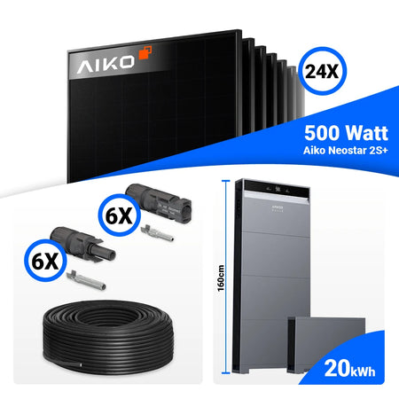 Anker X1-H12K-T mit 20 kWh Stromspeicher im 12 kWp PV Komplettset mit 24x AIKO Full Black Modulen