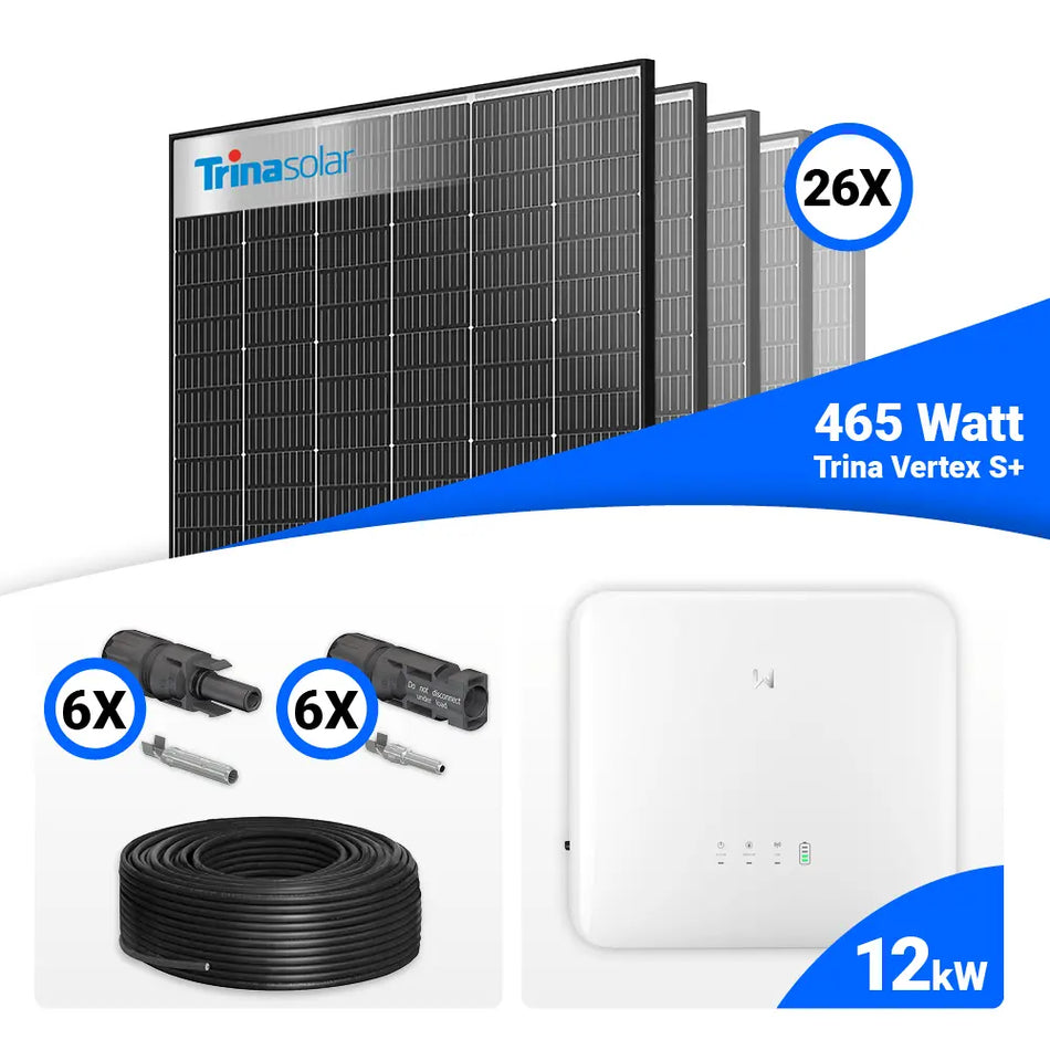 PV Komplettset 12 kWp – 26x Trina 465W Black Frame & GoodWe GW12K-ET-20 mit Speicheroption