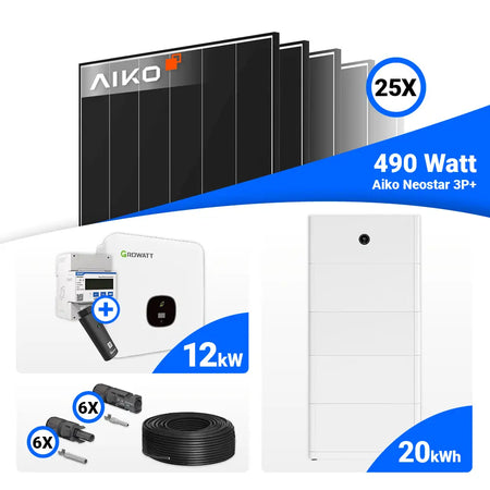 Photovoltaik Komplettset 12 kWp AIKO 490W Black Frame Module
