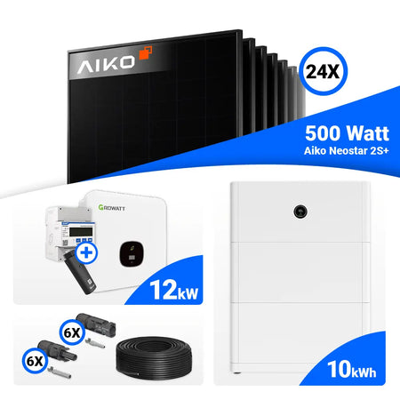 Solaranlage 12 kWp Komplettset mit 24x AIKO 500W Full Black