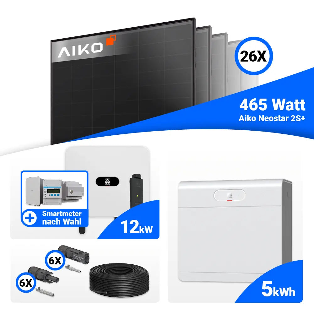 Photovoltaik Komplettset 12 kWp AIKO 465W Full Black Module