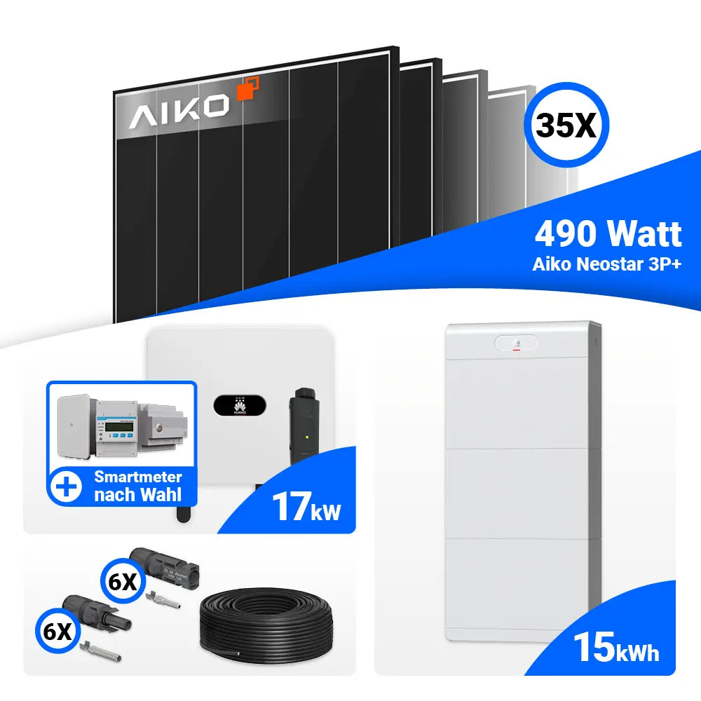 Photovoltaik Set 17 kWp AIKO 490W Huawei SUN2000-17K-MB0