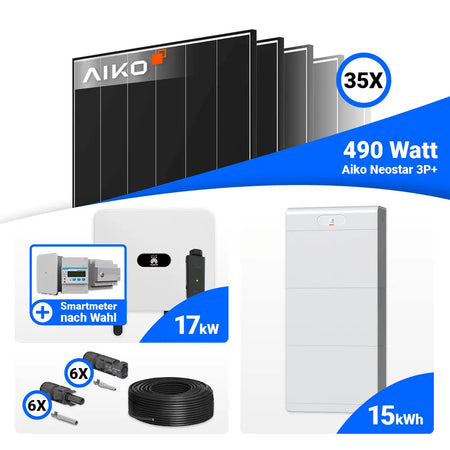 Photovoltaik Set 17 kWp AIKO 490W Huawei SUN2000-17K-MB0