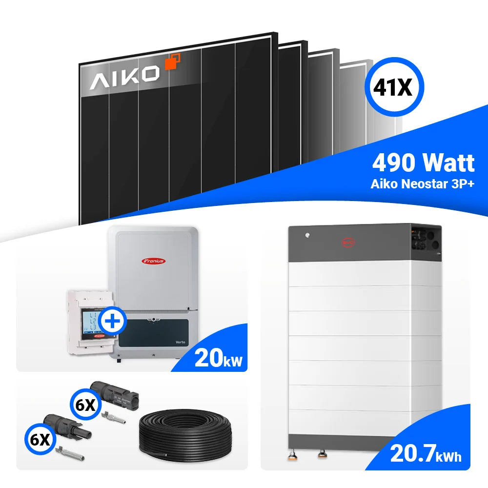 Photovoltaiksystem 20 kWp – AIKO Neostar 490W Panels und Fronius Hybridtechnologie