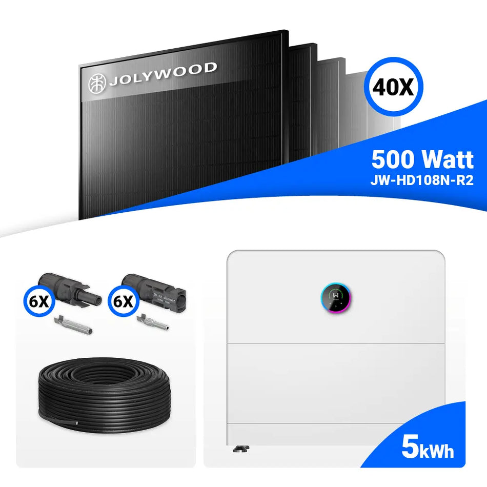 PV Komplettset 20 kWp – 40x Jolywood 500W Full Black & GoodWe ESA All in One System
