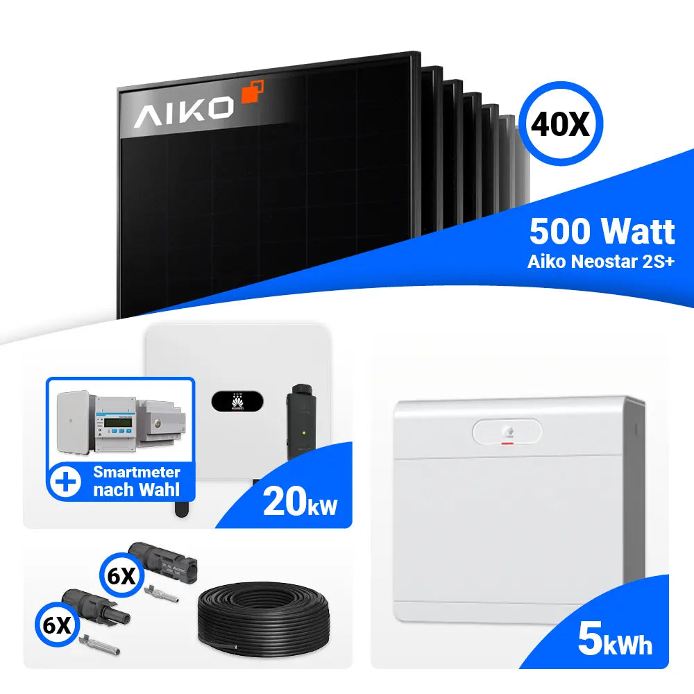 Photovoltaik Komplettset 20 kWp AIKO 500W Full Black Module