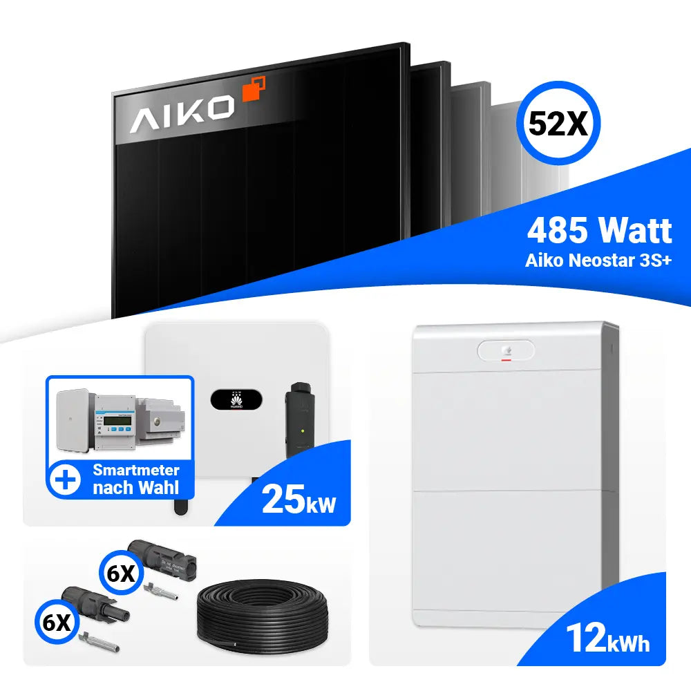 Photovoltaik Komplettset 25 kWp AIKO 485W Full Black Module