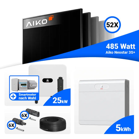 25 kWp Photovoltaik Set AIKO 485W Full Black Huawei SUN2000