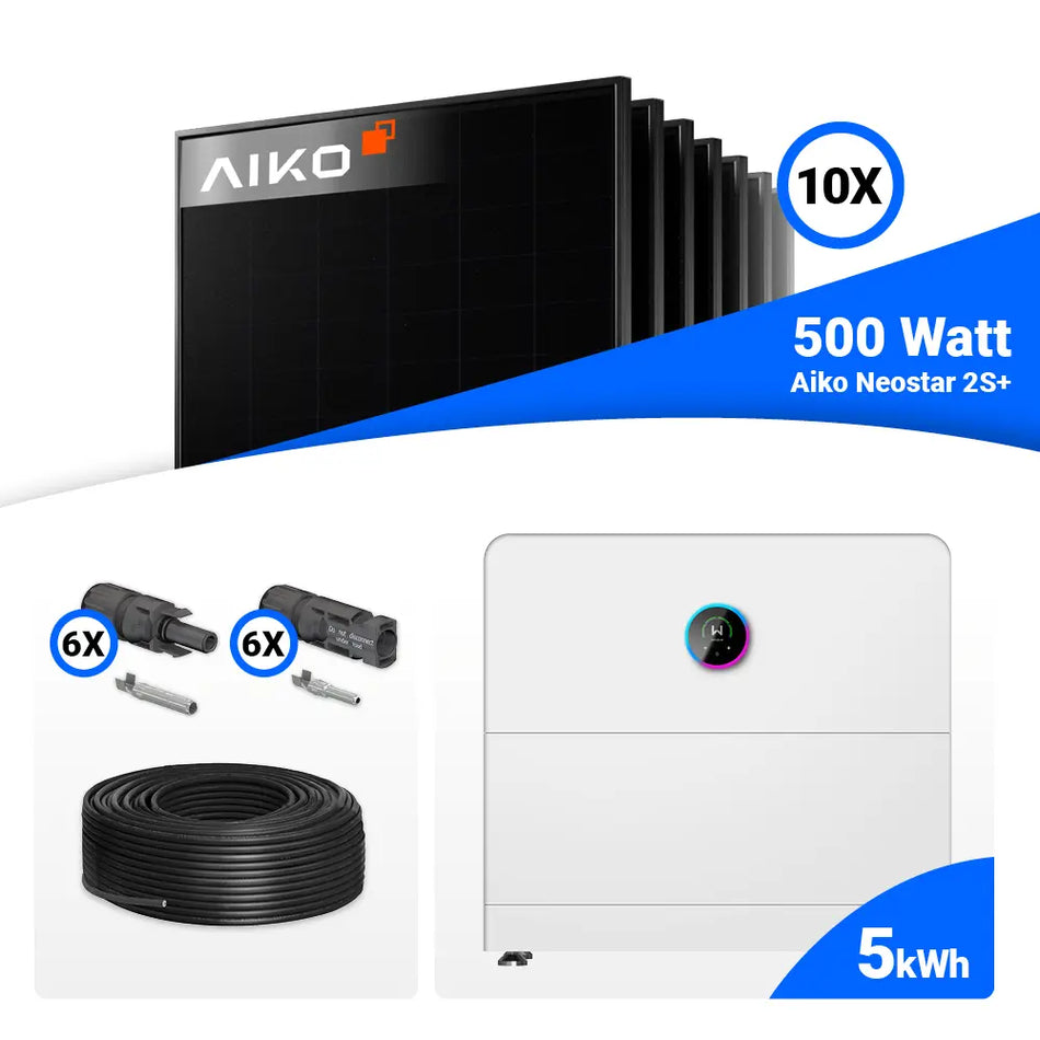 PV Komplettset 5 kWp – 10x AIKO 500W Full Black & GoodWe ESA All in One System