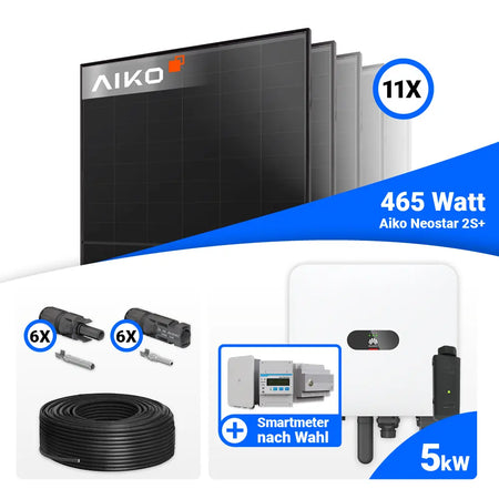 PV Komplettset 5 kWp mit AIKO 465W Modulen und Huawei MAP0