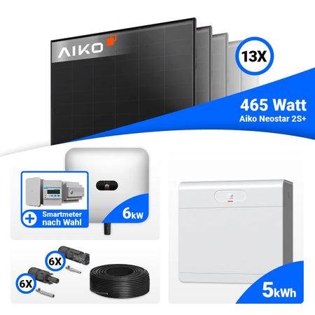 Photovoltaik Komplettset 6 kWp AIKO 465W Module Full Black