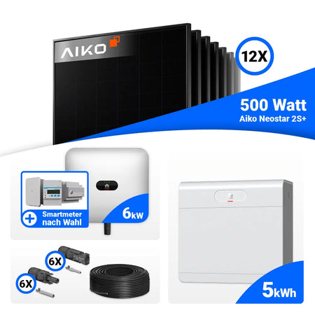 Photovoltaik Komplettset 6 kWp AIKO 500W Full Black Module