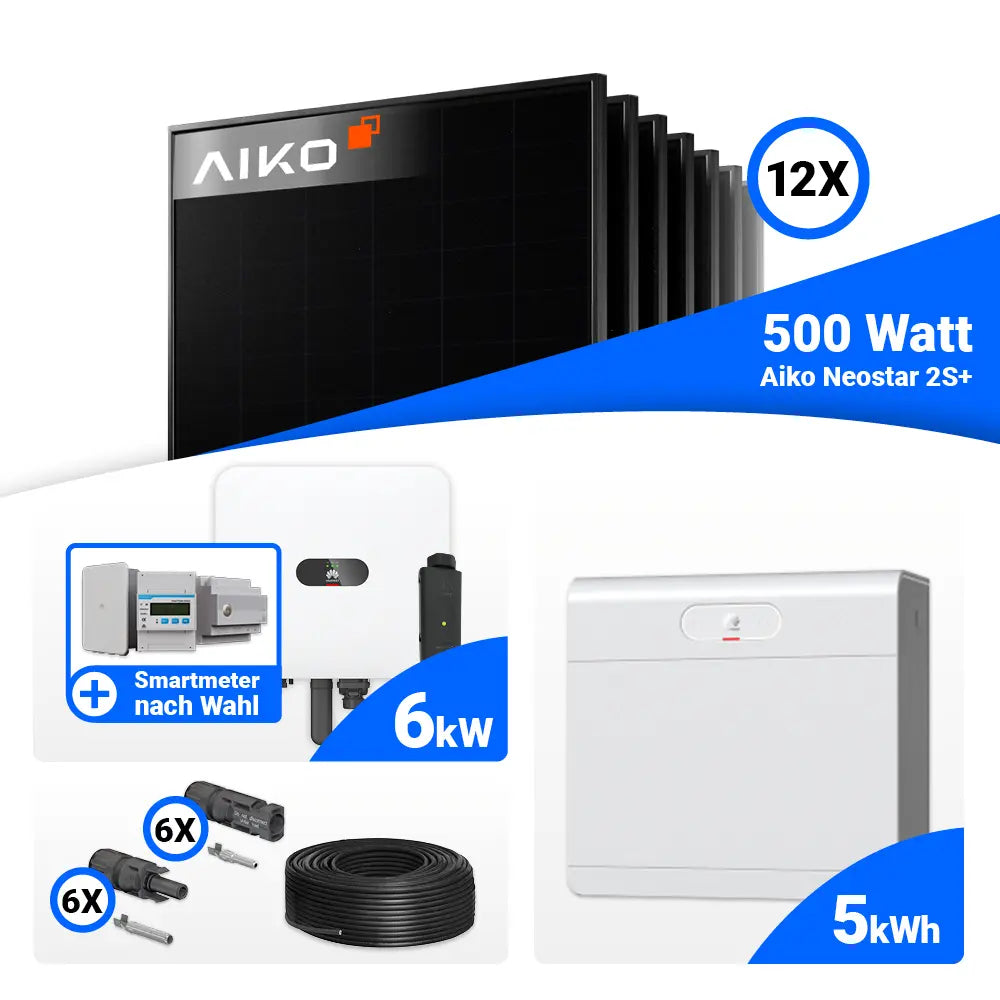 Photovoltaik Komplettset 6 kWp AIKO 500W Full Black Module