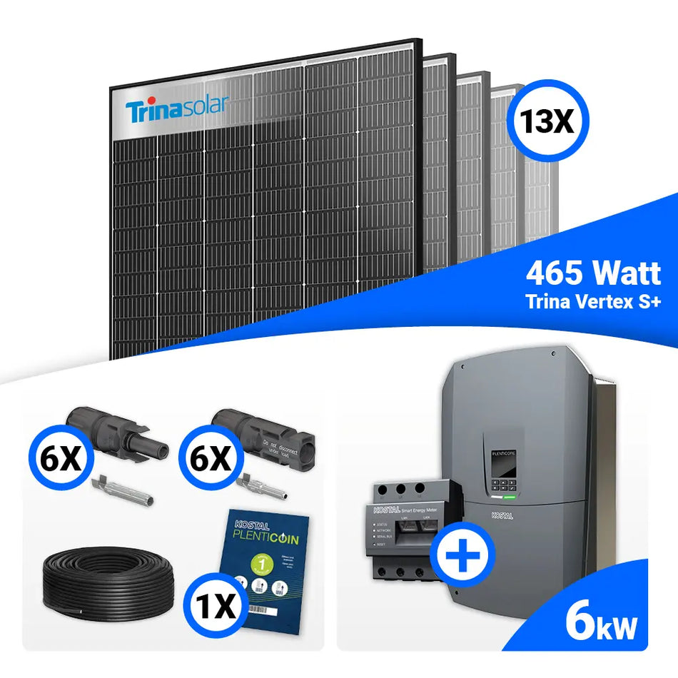 PV Komplettset 6 kWp – 13x Trina 465W Black Frame & Kostal G3 S Plenticore mit Speicheroption