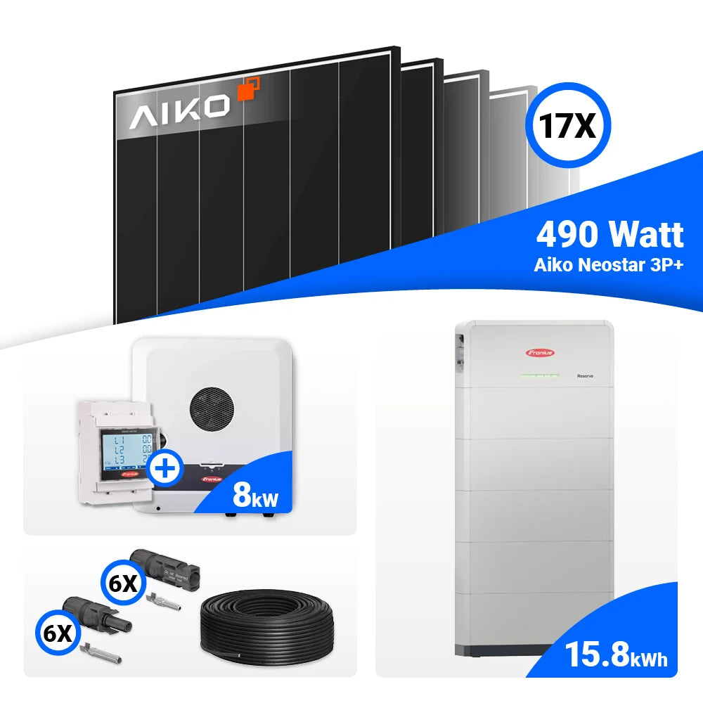 Photovoltaiksystem 8 kWp – 490W AIKO Modulleistung kombiniert mit Fronius Energy Management