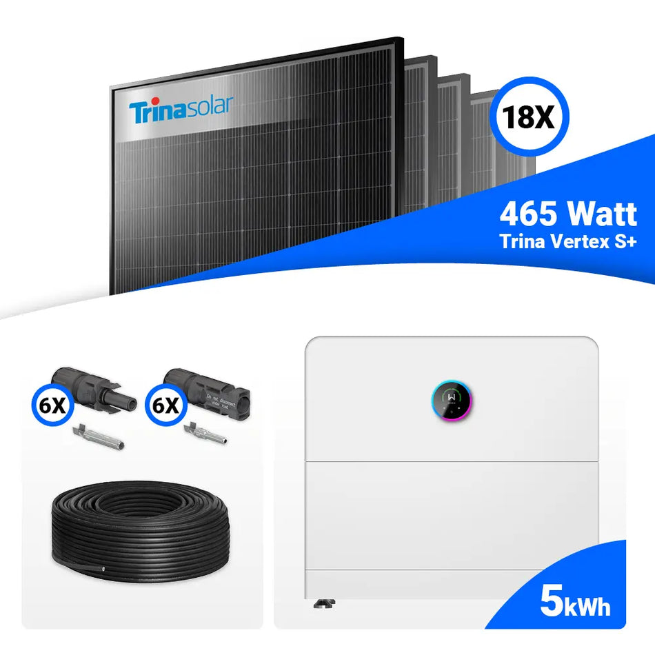 PV Komplettset 8 kWp – 18x Trina 465W Black Frame & GoodWe ESA All in One System
