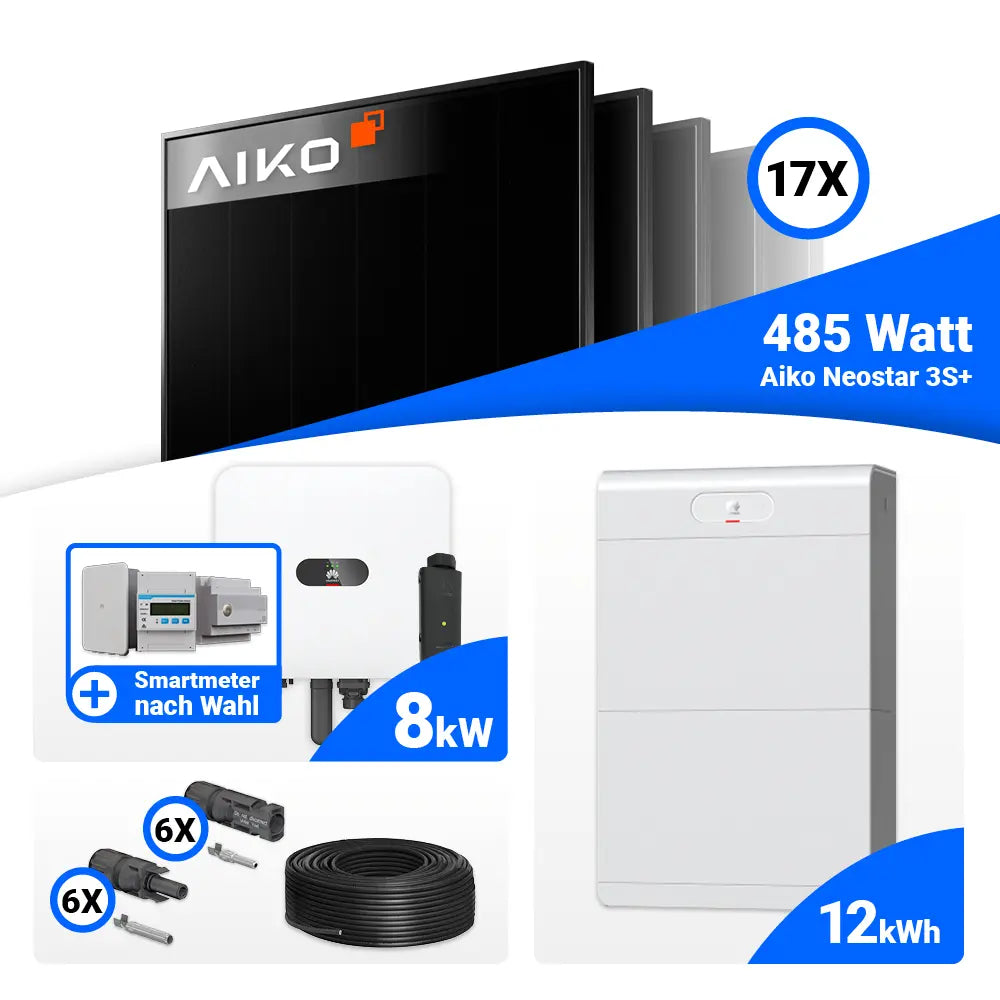 Photovoltaik Komplettset 8 kWp AIKO 485W Full Black Module