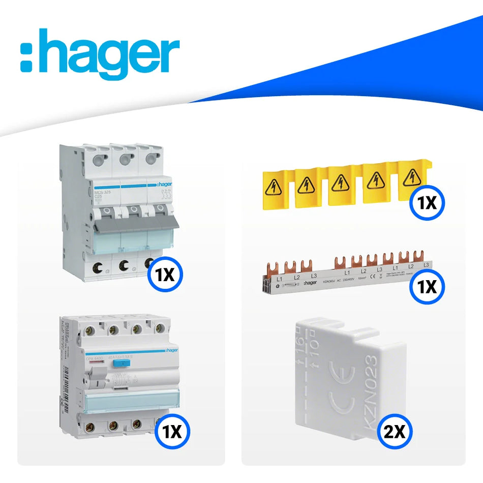AC Anschlussset 5-10 kW für Fronius, GoodWe, Growatt, Huawei, Sungrow Wechselrichter - C25A ohne Backup