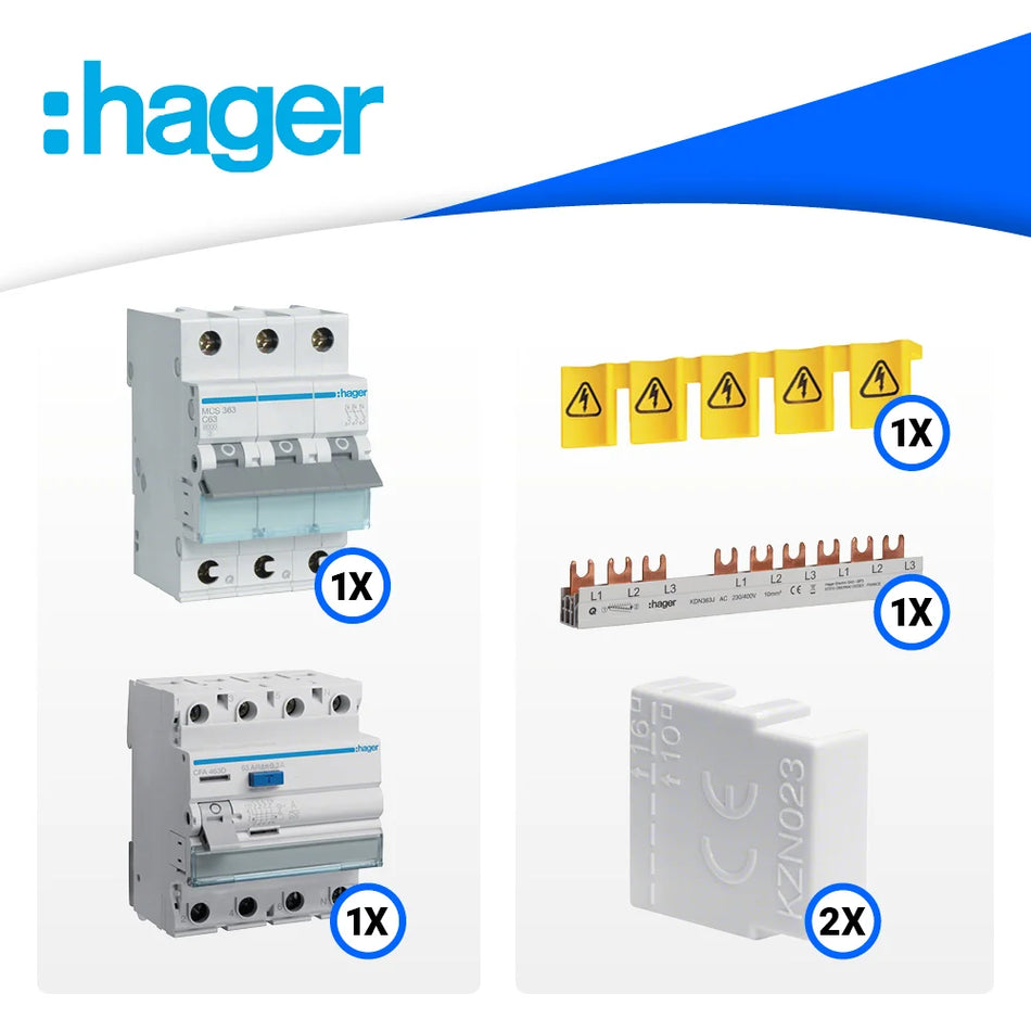 AC Anschlussset 20-30 kW für GoodWe, Growatt, Huawei, Sungrow Wechselrichter - C63A ohne Backup