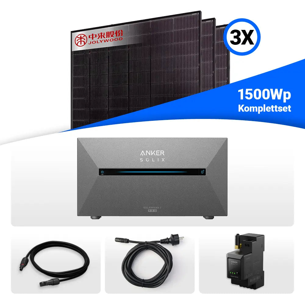 Günstiges 1500 Watt Balkonkraftwerk mit Anker Speicher
