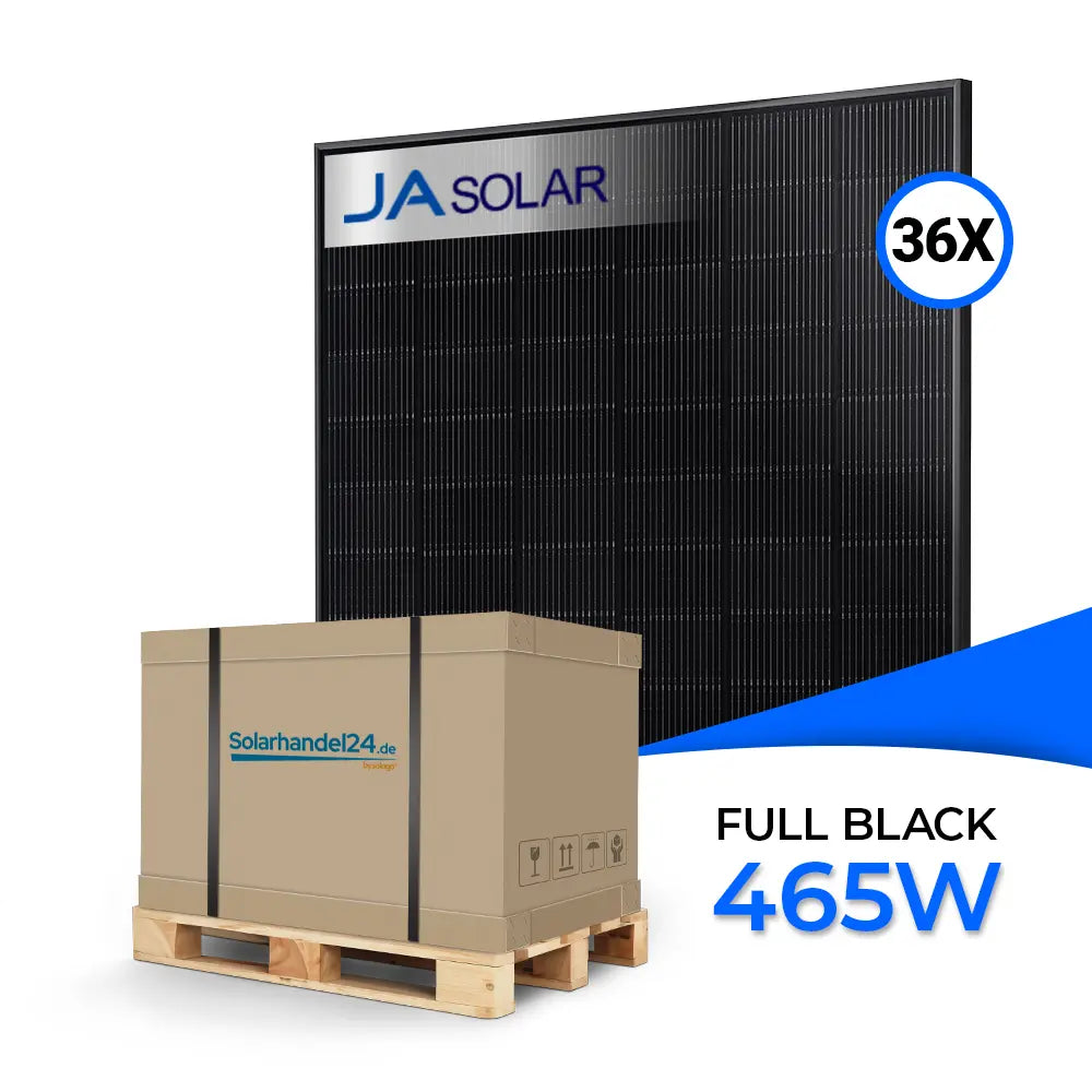 Produktbild JA Solar 465W Full Black Glas-Glas Solarmodul JAM54D41-465/LR - Palettenpreis (36 Stk.)