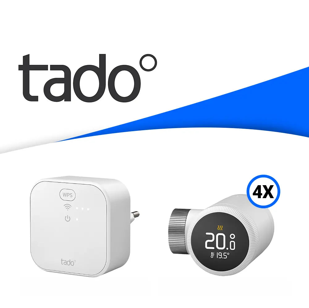 tado° X Starter Kit mit 1x Bridge & 4x Smarten Heizkörper-Thermostaten - Produktbild
